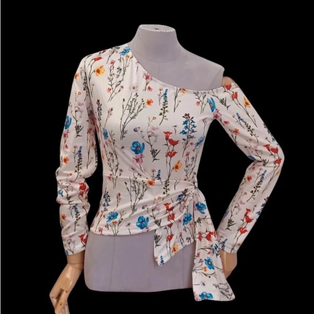 Elegant Floral One-Shoulder Blouse